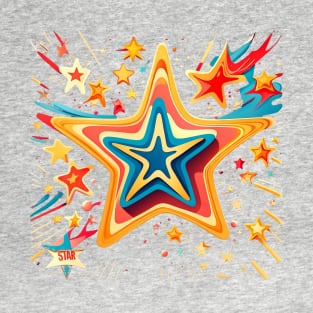 Stellar Charm - 'Star!' Amid Gleeful Explosions and Hearts Tee T-Shirt